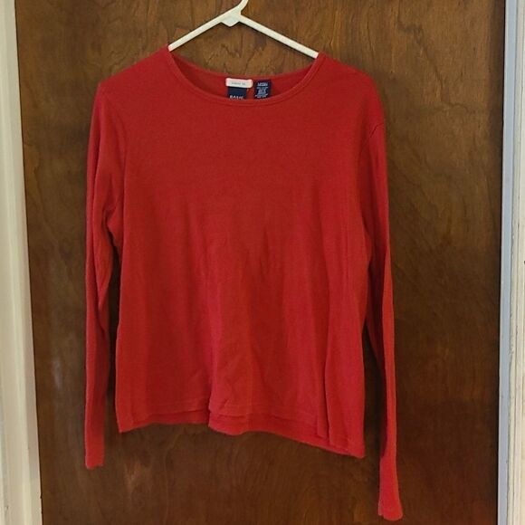 Large Basic Editions Red Long Sleeve Top - Picture 1 of 4